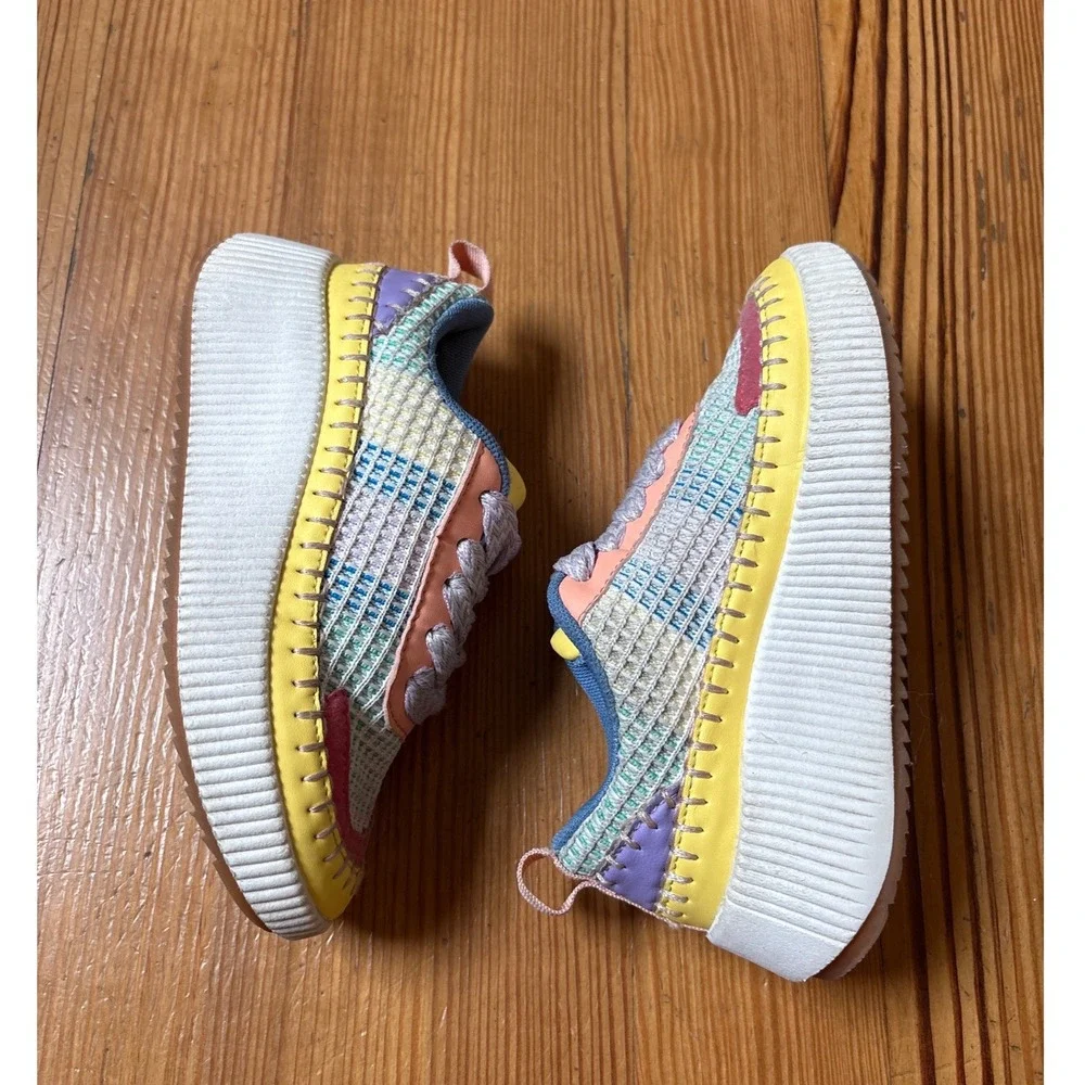 Link Platform Sneakers‎ Kids Multi-Color Woven Whipstitch Chunky SIZE 1